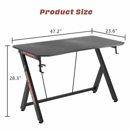 Ergonomic Legend Gaming Desk w/ Cup Holder & Headphone Rack