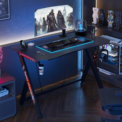 Ergonomic Legend Gaming Desk w/ Cup Holder & Headphone Rack
