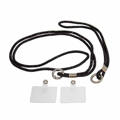Universal Cell Phone Diamond Lanyard Compatible with all smart phone - 1x Diamond Nylon Neck Strap, 1x Diamond Wrist Strap(20cm) - Black