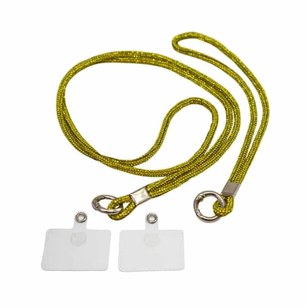 Universal Cell Phone Diamond Lanyard Compatible with all smart phone - 1x Diamond Nylon Neck Strap, 1x Diamond Wrist Strap(20cm) - Gold