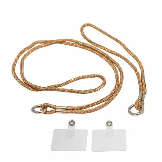 Universal Cell Phone Diamond Lanyard Compatible with all smart phone - 1x Diamond Nylon Neck Strap, 1x Diamond Wrist Strap(20cm) - Rose Gold