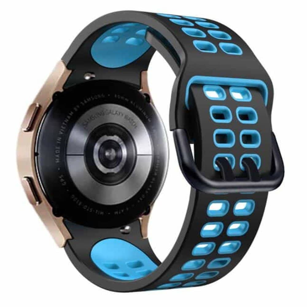 Perforated Silicone Strap for Samsung Galaxy Watch 4- Black & Blue