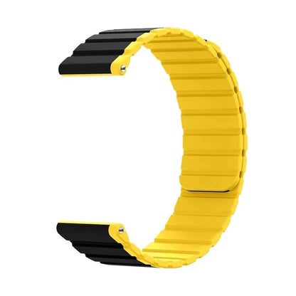 22MM Silicone Magnetic Watch Band - Black+Yellow