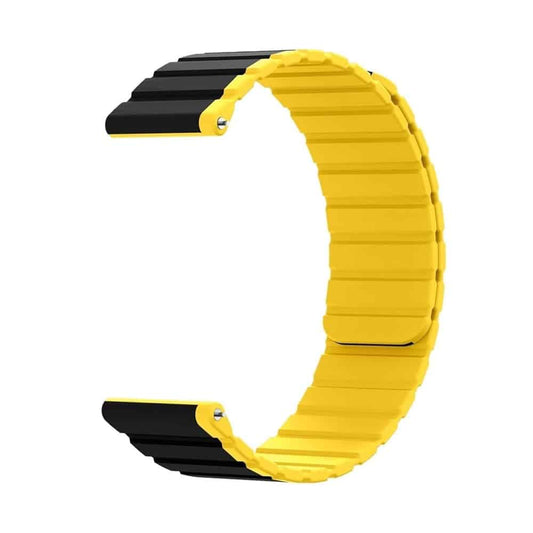22MM Silicone Magnetic Watch Band - Black+Yellow