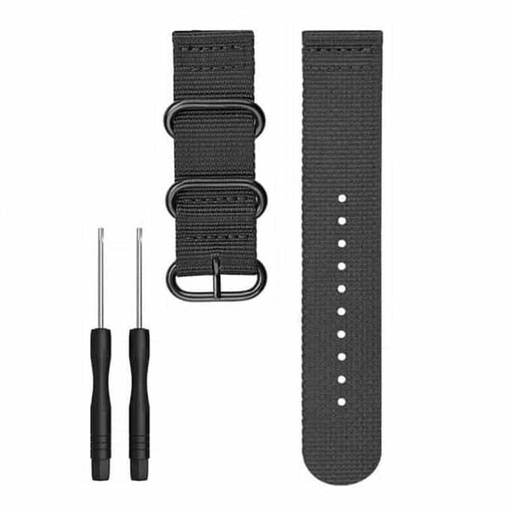 Nylon Replacement Bands 20mm Watch Strap Band Accessory with Pins and removal tools for Garmin Fenix 5S Smart Watch - Black