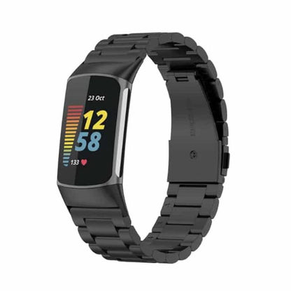 3 Link Stainless Steel Strap for Fitbit Charge 5 / 6- Black