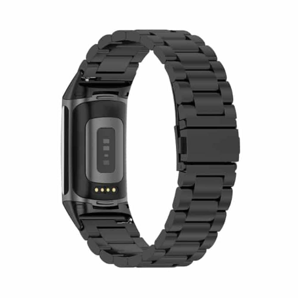 3 Link Stainless Steel Strap for Fitbit Charge 5 / 6- Black