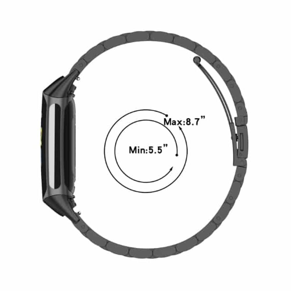 3 Link Stainless Steel Strap for Fitbit Charge 5 / 6- Black