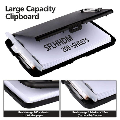 A4 Document Binder Clipboard- Pen Holder & Storage Compartment