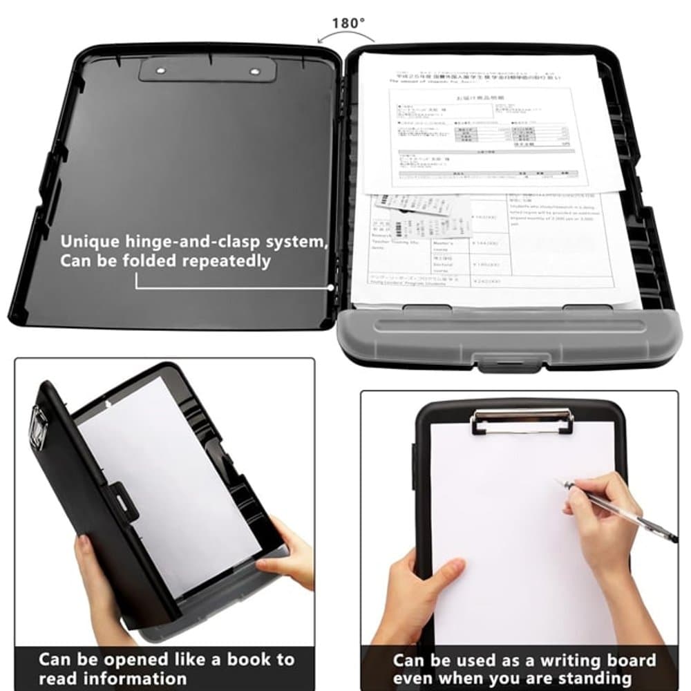 A4 Document Binder Clipboard- Pen Holder & Storage Compartment