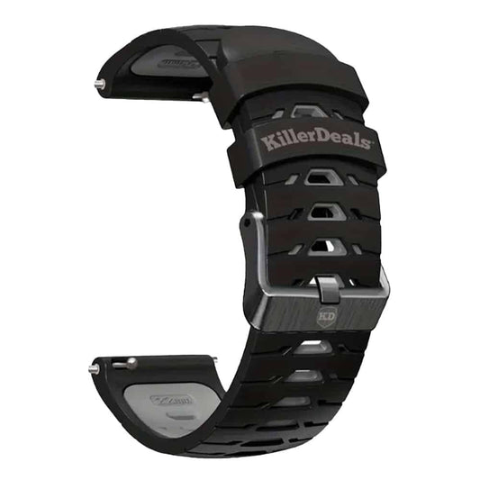 20mm Universal Watch Silicone Strap for Garmin Samsung Huawei- Black & Grey