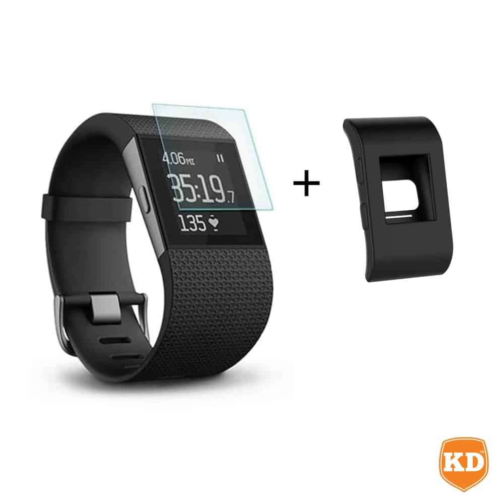 TPU Protective Case + Glass Screen Protector for Fitbit Surge - Combo