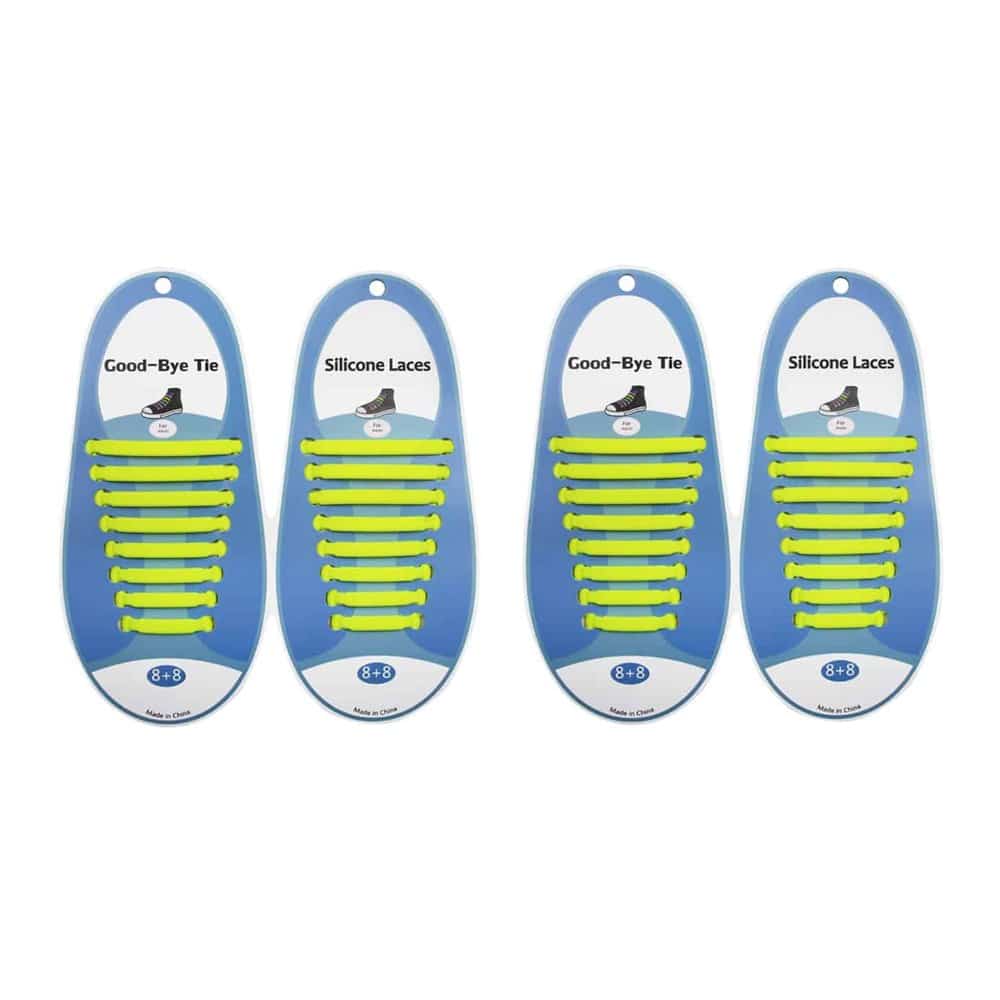 elastic lazy no-tie silicone speed laces - Yellow (Adults)(x2 Combo)