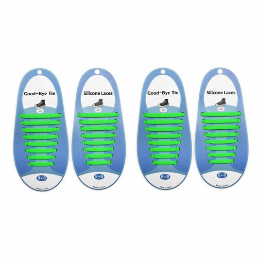 elastic lazy no-tie silicone speed laces - Green (Adults)(x2 Combo)
