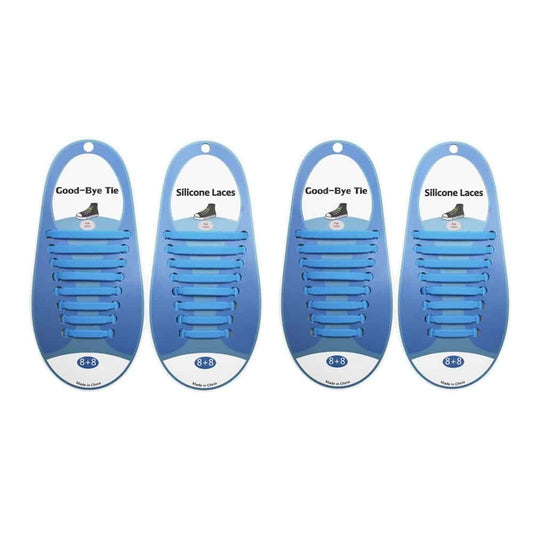 elastic lazy no-tie silicone speed laces - Light Blue (Adults)(x2 Combo)