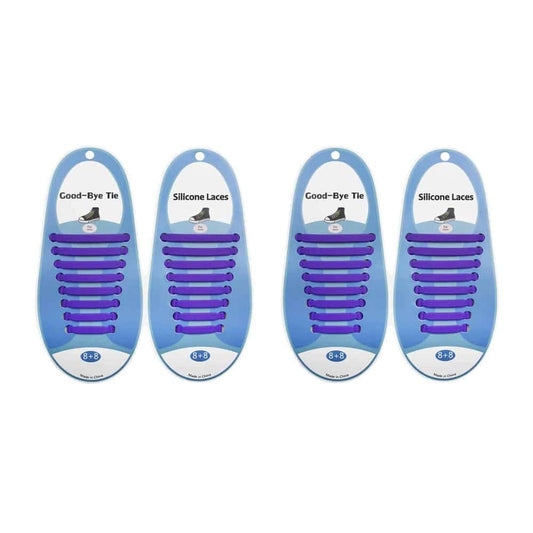 elastic lazy no-tie silicone speed laces - Purple (Adults)(x2 Combo)