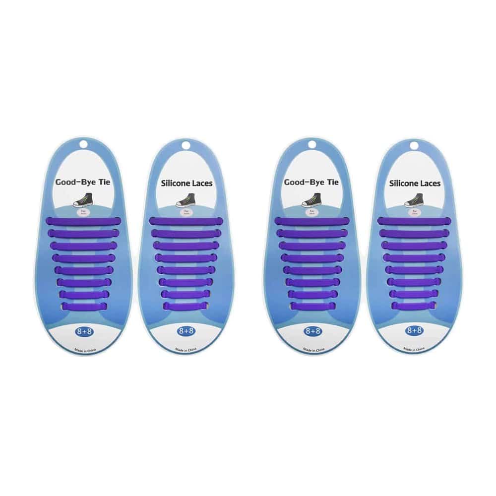 elastic lazy no-tie silicone speed laces - Purple (Adults)(x2 Combo)