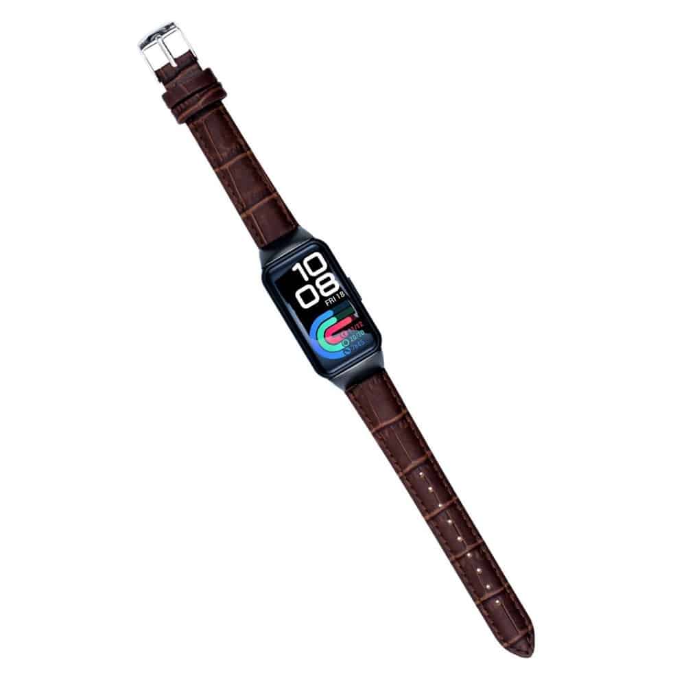 18mm PU Leather Strap for Huawei Band 6- Brown & Blue Combo