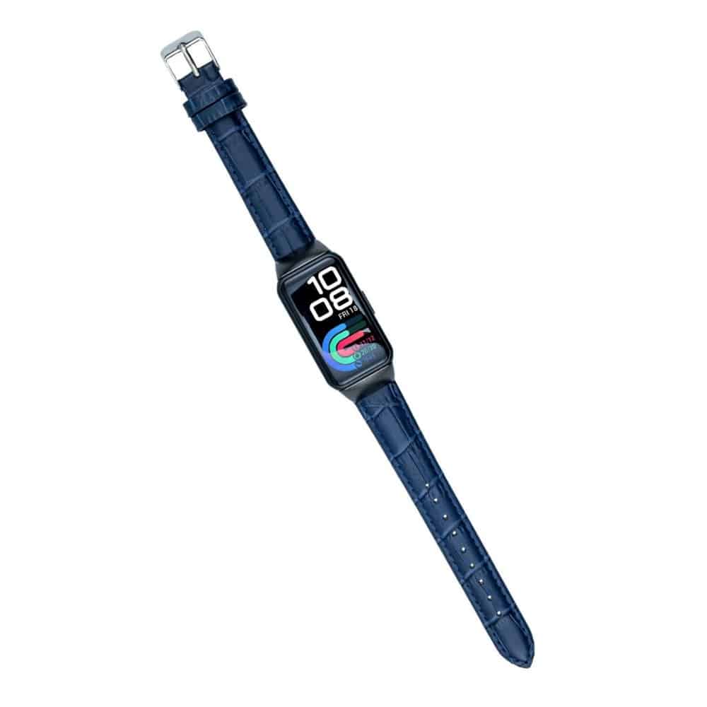 18mm PU Leather Strap for Huawei Band 6- Brown & Blue Combo