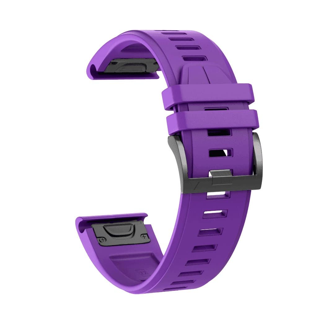 22mm Garmin Fenix 5/6/935/945/S60 Silicone Strap - Black/Purple/Green Combo