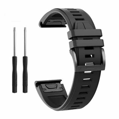 22mm Garmin Fenix 5/6/935/945/S60 Silicone Strap - Black/Purple/Green Combo