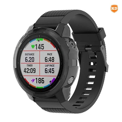 TPU Protective Anti-Scratch Case for Garmin Fenix 6S- Black and Clear Combo