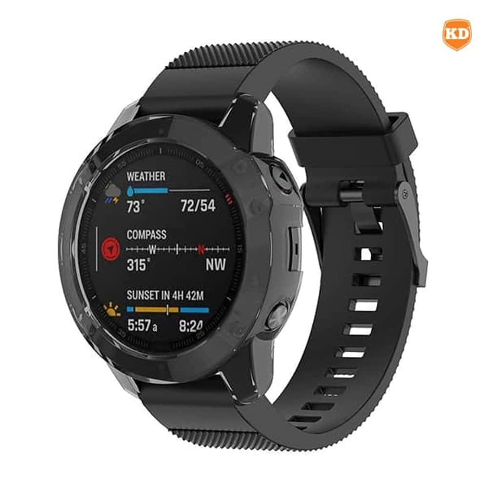 TPU Protective Anti-Scratch Case for Garmin Fenix 6S- Black and Clear Combo