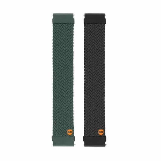 20mm Universal Watch Elastic Loop Strap- Green + Black Combo