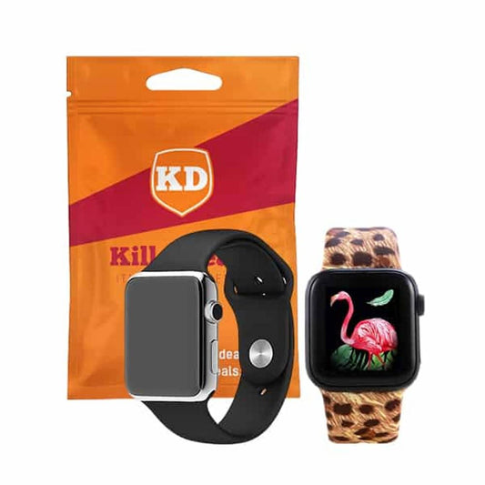 Silicone Strap for 42/44/45/49mm Apple Watch (M/L)- Combo - Cheetah + Black