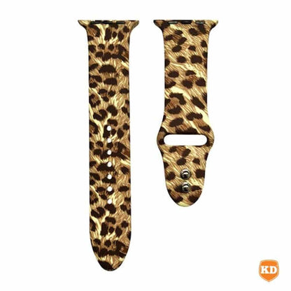 Silicone Strap for 42/44/45/49mm Apple Watch (M/L)- Combo - Cheetah + Black