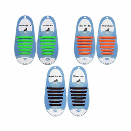 Kids Elastic No Tie Speed Shoelaces- Brown/Green/Orange Combo