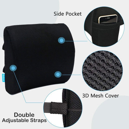 Car Home Office Chair Lumbar Support Memory Foam Cushions Combo