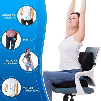 Car Home Office Chair Lumbar Support Memory Foam Cushions Combo
