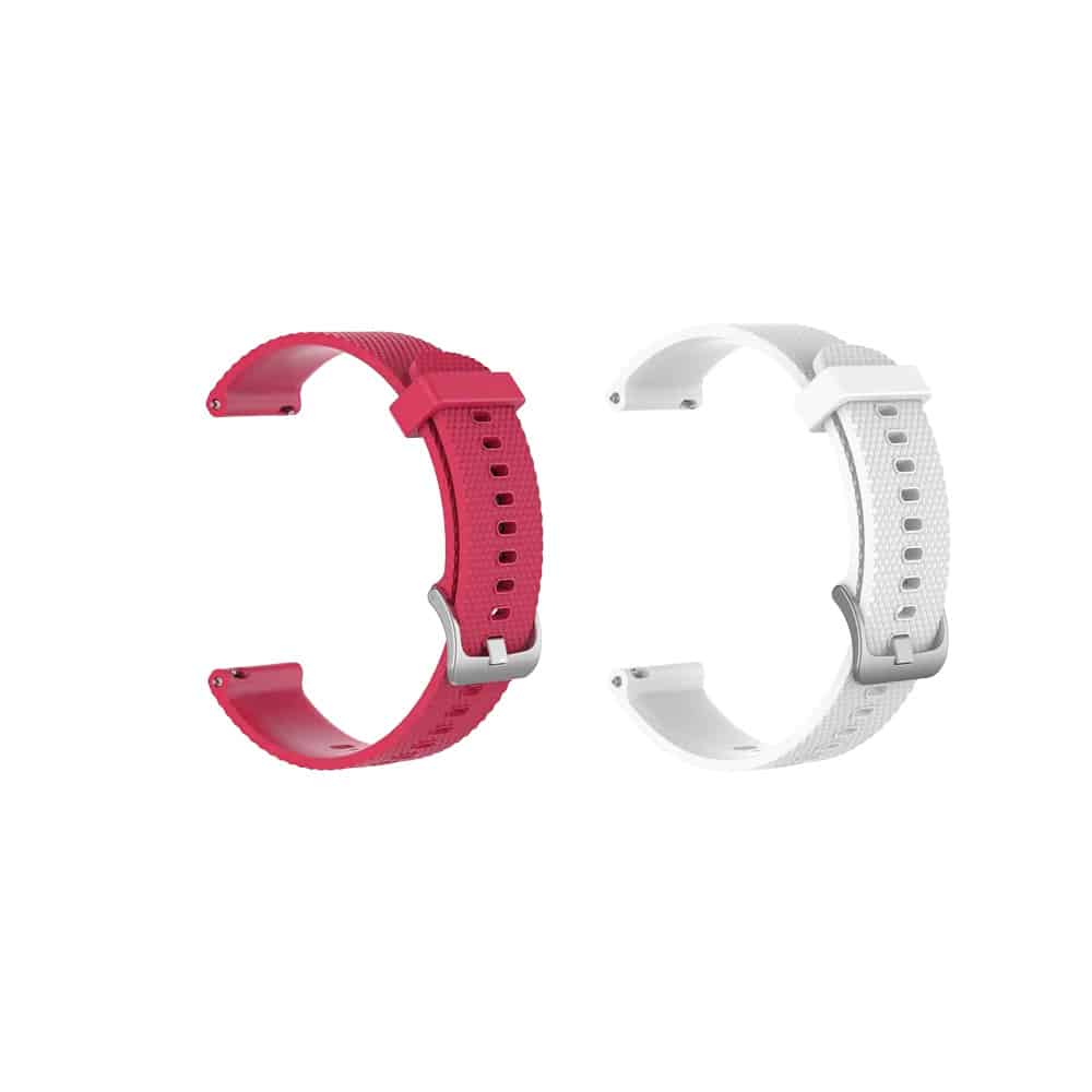 18mm Quick Release Silicone Strap for Garmin Vivoactive 4S/Vivomove 3S - PINK RED+White - Combo
