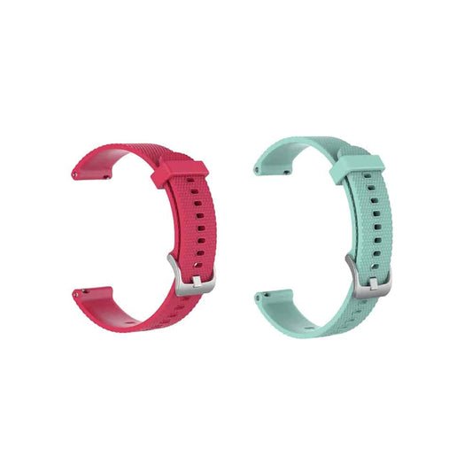 18mm Quick Release Silicone Strap for Garmin Vivoactive 4S/Vivomove 3S - PINK RED+ Frost Blue - Combo