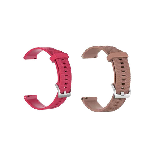 18mm Quick Release Silicone Strap for Garmin Vivoactive 4S/Vivomove 3S - PINK RED+ Brown- Combo