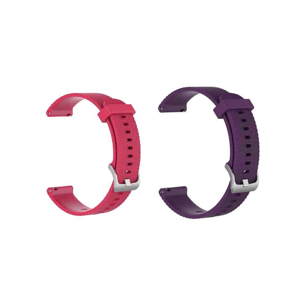 18mm Quick Release Silicone Strap for Garmin Vivoactive 4S/Vivomove 3S - PINK RED+ Dark Grey - Combo
