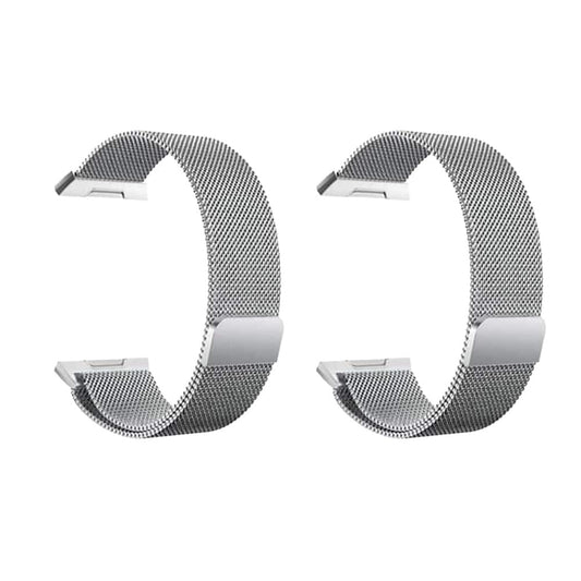 Stainless Steel Milanese Loop Strap for Fitbit Ionic-Silver x2  Combo
