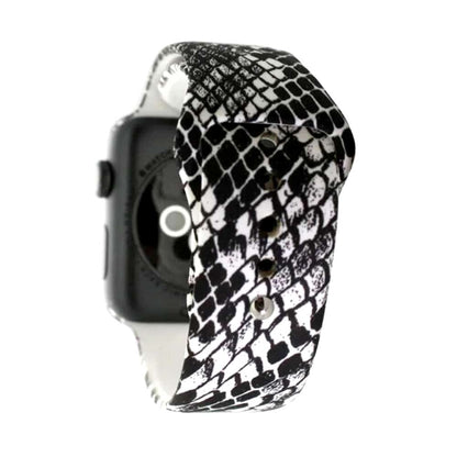 Silicone Strap for 38/40/41mm Apple Watch- Snake Skin & Floral- S/M & M/L 2 Pack