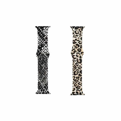 Silicone Strap for 38/40/41mm Apple Watch- Snake Skin & Leopard- S/M 2 Pack