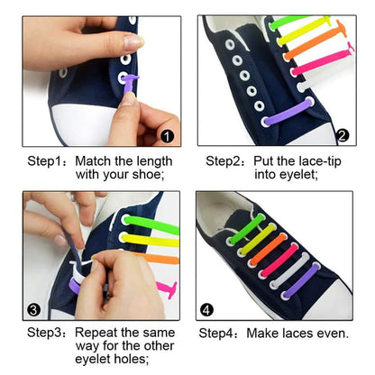 elastic lazy no-tie silicone speed laces - Light blue (Kids) x2 Combo