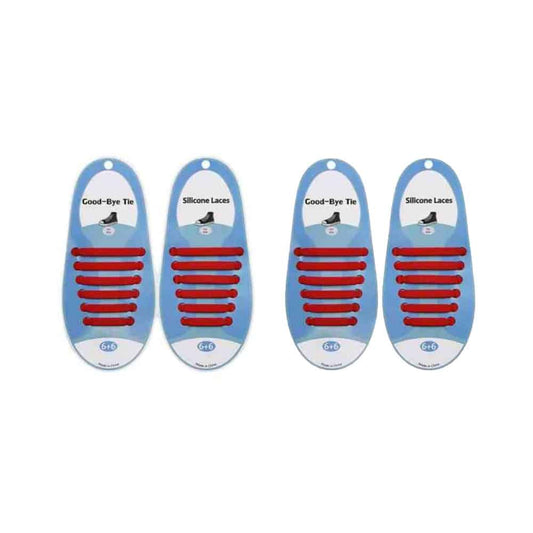 elastic lazy no-tie silicone speed laces - Red (Kids) x2 Combo