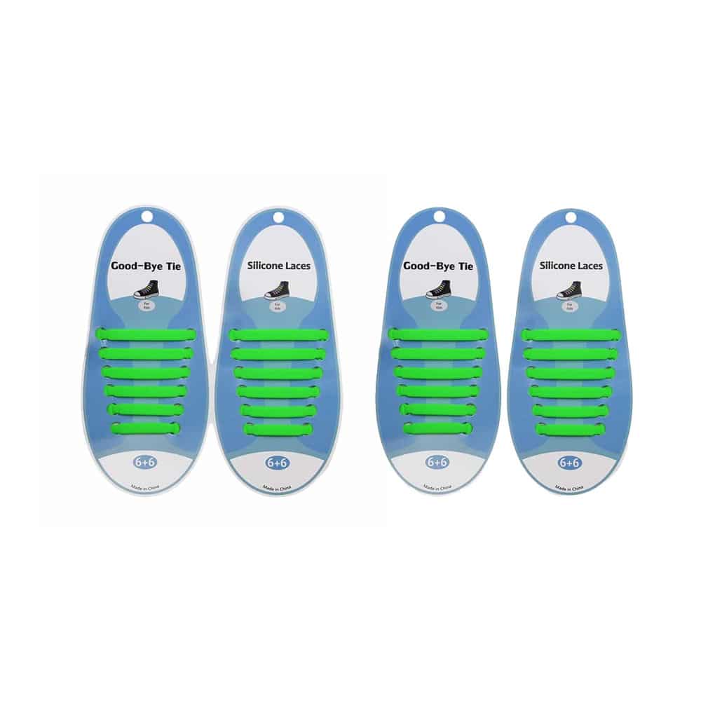 elastic lazy no-tie silicone speed laces - Green (Kids) x2 Combo