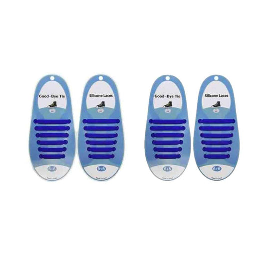 elastic lazy no-tie silicone speed laces - Dark blue (Kids) x2 Combo
