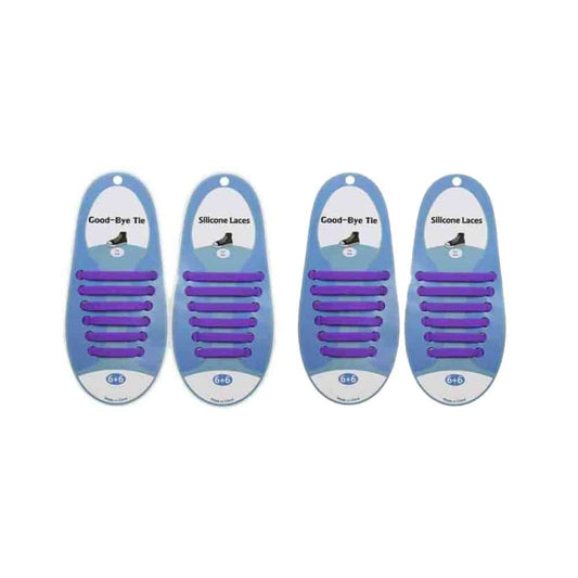 elastic lazy no-tie silicone speed laces - Purple (Kids) x2 Combo