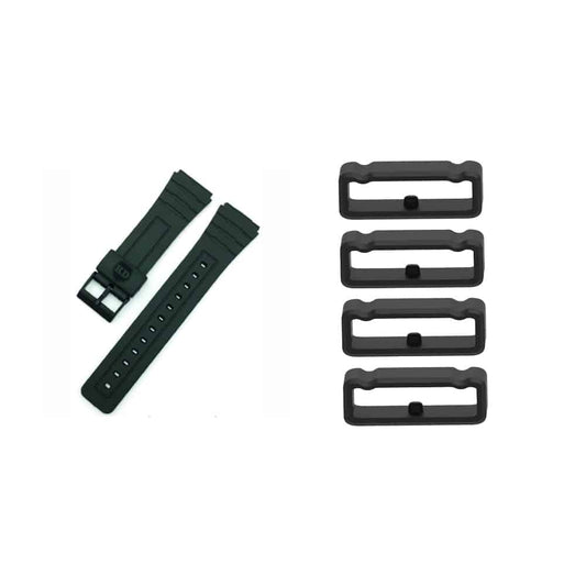 16mm Universal Watch Silicone Strap & Loop Keeper 4 Pack- Black