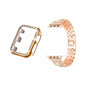 38mm Apple Watch Rhinestone PC Shiny Protective Frame + stainless-steel strap - Rose Gold