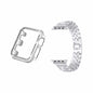 38mm Apple Watch Rhinestone PC Shiny Protective Frame + stainless-steel strap - Silver