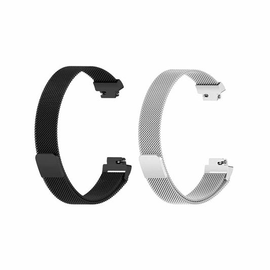Milanese Stainless Steel Strap for Fitbit Inspire 2 (S/M)- Black/Silver Combo