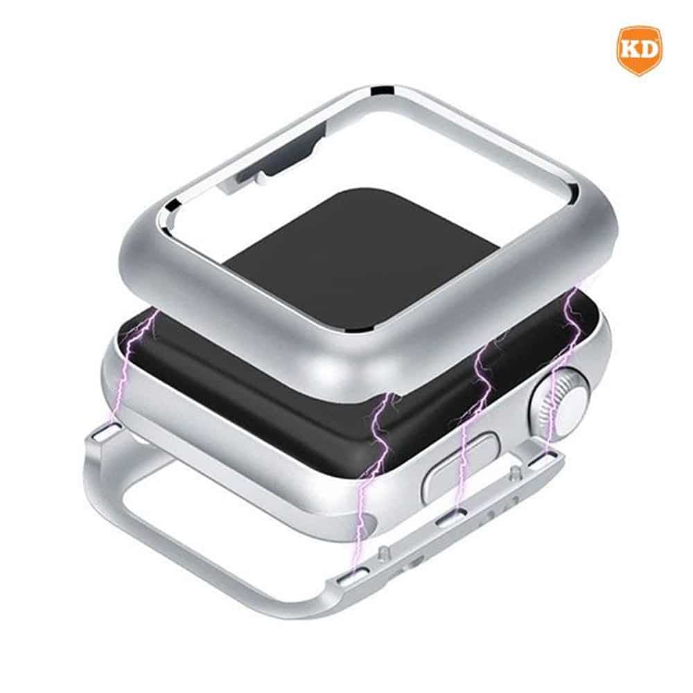 Magnetic Aluminum Protective Case for 44MM Apple Watch - Silver/Black Combo